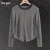 Women's Striped Knitted Long Sleeve Top