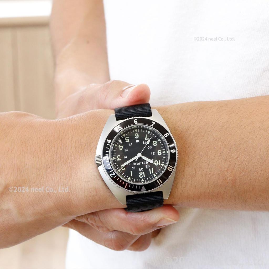 Военные часы черные [Benrus] TYPE-2-SILVER мужские