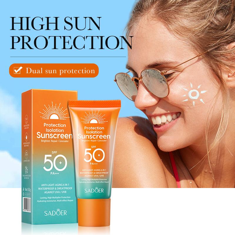Солнцезащитный крем SPF 50+ для лица, протектор, солнцезащитный уход за кожей, двойная туба, мультиэффект, PA+++, солнцезащитный крем для лица, солнечный блок