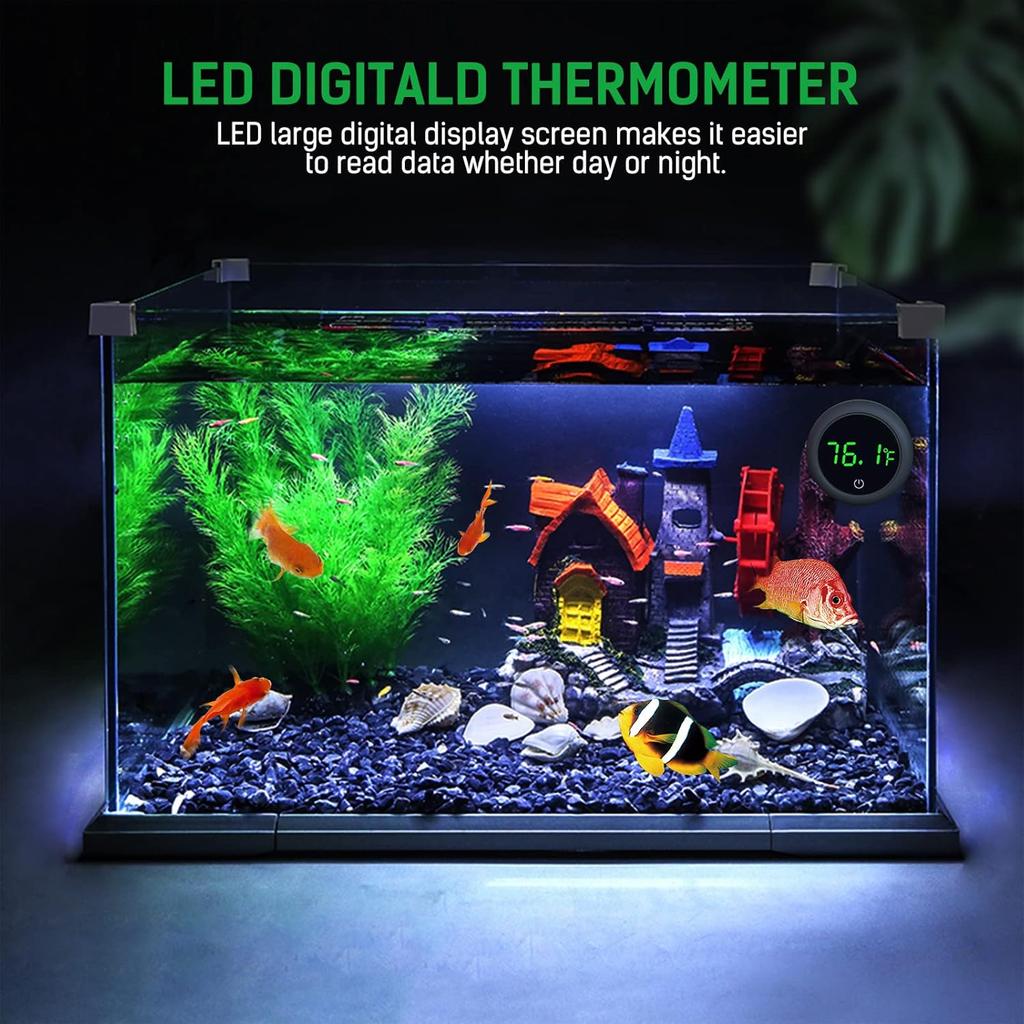 PAIZOO Fish Tank Digital Thermometer Accurate LED Display screen to ±0.32°F Water Tank Thermometer Aquarium Temperature Measurement for