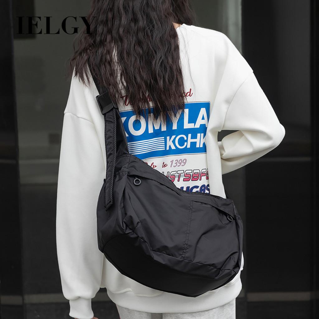 IELGY Waterproof Nylon Cloth Crossbody Dumpling Bag, Simple Sports Wind Large Capacity Casual Shoulder Tote Bag