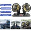 Summer Car Fan USB Plug And Play Portable Mini Powerful Double-Head Fan Adjustable Strong Wind 2 Gears Heat Dissipation Car Fan
