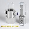 Upgraded Stainless Steel Top Wind Trailer Jack Crank Handle Cordless Drill Adapter With Two 1/2 Inch Socket Adapter Bits,304 Stainless Steel