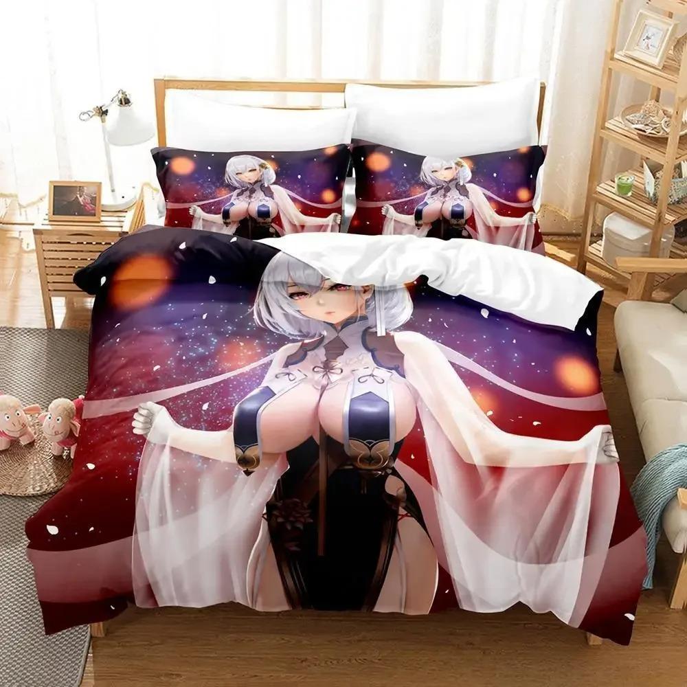 Сексуальный набор постельного белья Azur Lane Sirius 3D-печать Мультяшный Аниме Пододеяльник Взрослый Ребенок Спальня Игровая Девочка