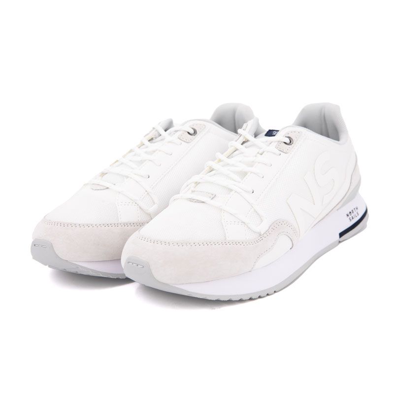 Мужские белые кроссовки NORTH SAILS с логотипом и синей окантовкой подошвы