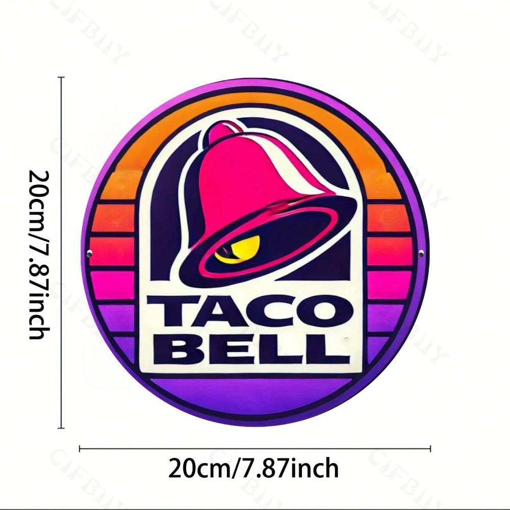 Винтажная металлическая настенная табличка в стиле Taco Bell, 8x8 дюймов, круглая, алюминиевая, декоративное искусство, легко повесить