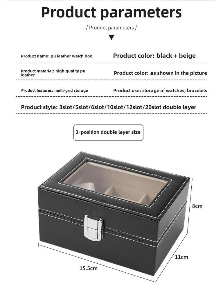Фланелевый стеклянный прозрачный замок для часов Подарочная коробка