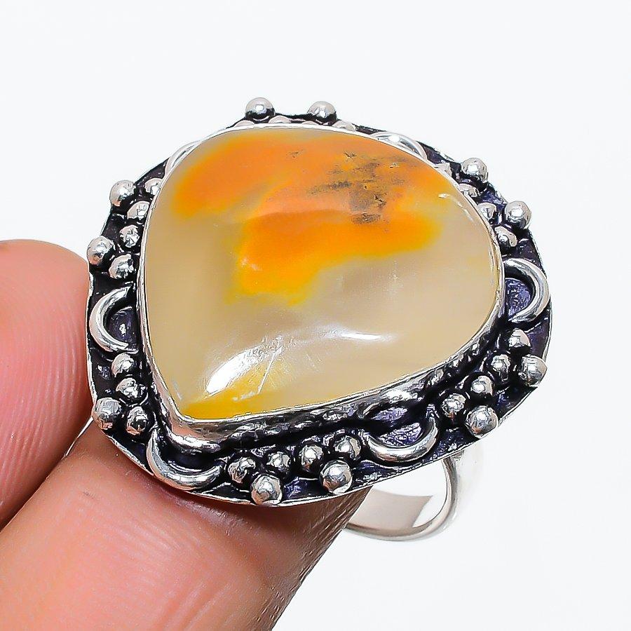Russian Dendritic Gemstone 925 Sterling Silver Jewelry Ring Size 10 SU-10560