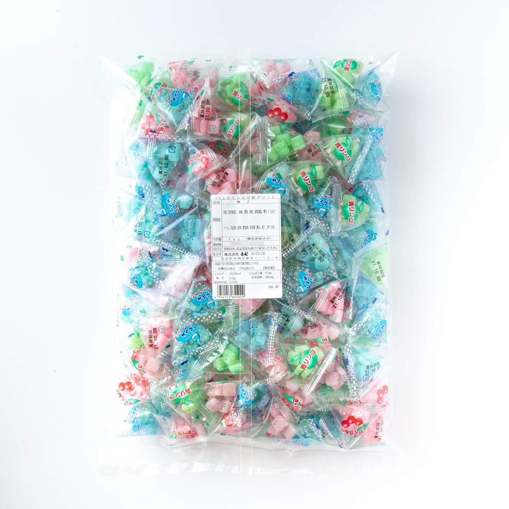 Mai Gum Kobo Sakuranbo Ассорти видов моти 1 кг примерно 132 Dagashi Gummy Конфеты коммерческого назначения в индивидуальной упаковке Вишневый моти Yoshimatsu (3