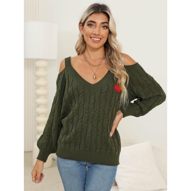 Женский осенне-зимний глубокий V-образный сексуальный свободный свитер без бретелек