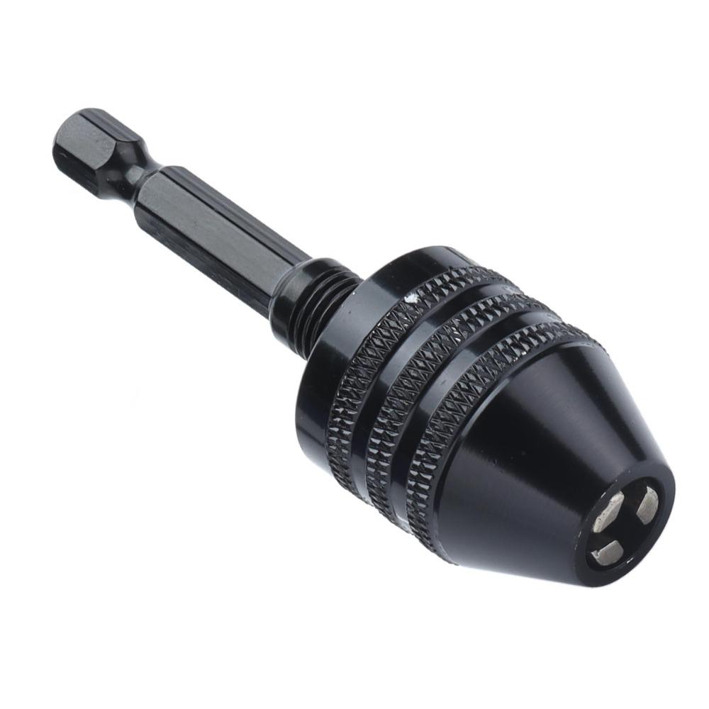 Aluminum Alloy Keyless Drill Chuck Black Drill Bit Chuck Tool Hex Shank Chuck Impact Driver