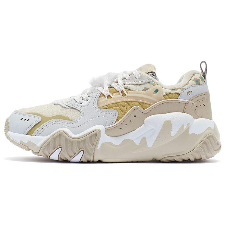 Li Ning Cat Paw Lite Нескользящие, износостойкие, дышащие низкие беговые кроссовки Женские Молочные конфеты Желтые AGCR230-3