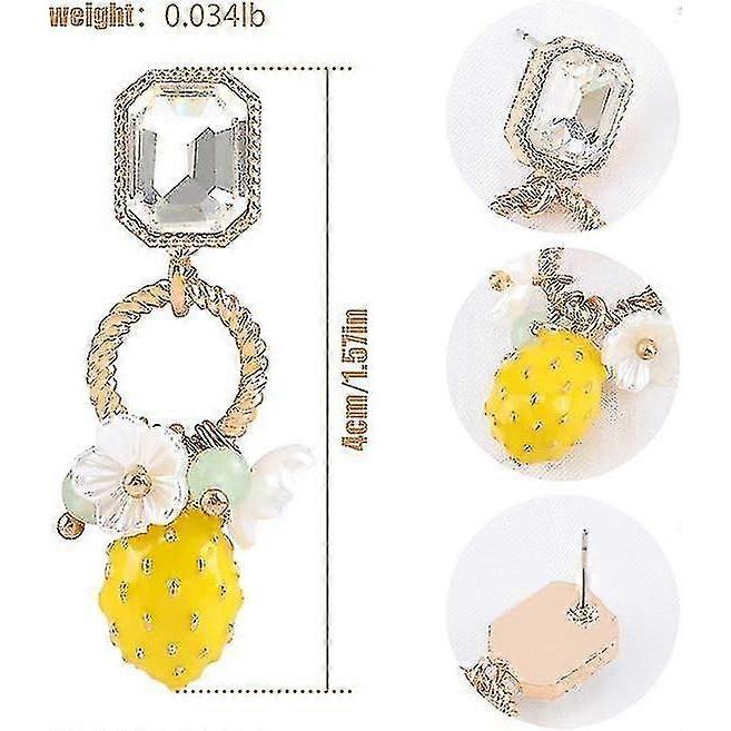 Lemon Dangle Earrings For Women Girls Gold Hoop Lemon Pendant Earrings Refresh Sweet Flower Charm Drop Weird Statement Fruit Earrings Aesthetic Summer