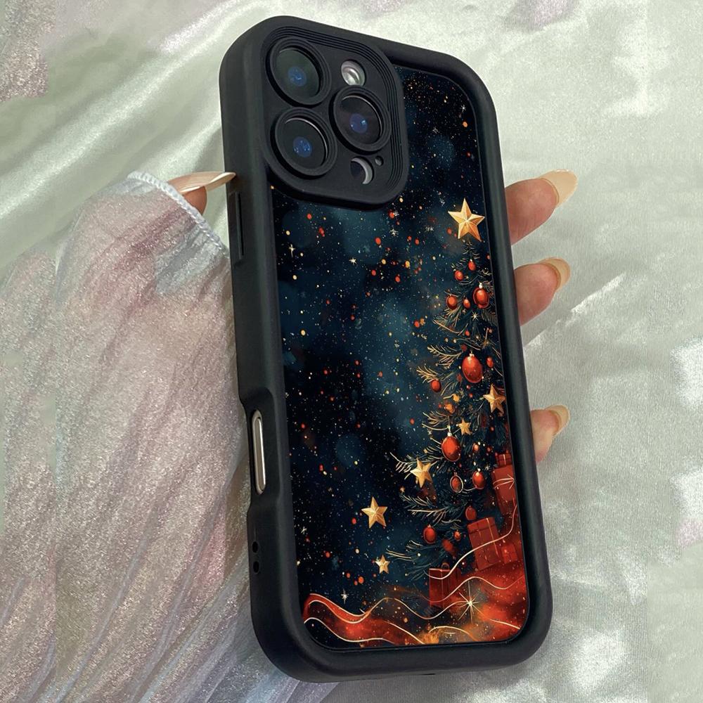 JT261 Светящаяся Рождественская елка для iPhone 17 16 15 14 13 Pro Max Samsung S26 S25 Ultra A17 A16 A07 A56 A36 Xiaomi 15T Redmi 15c Note 14 13 12 Мягкий чехол