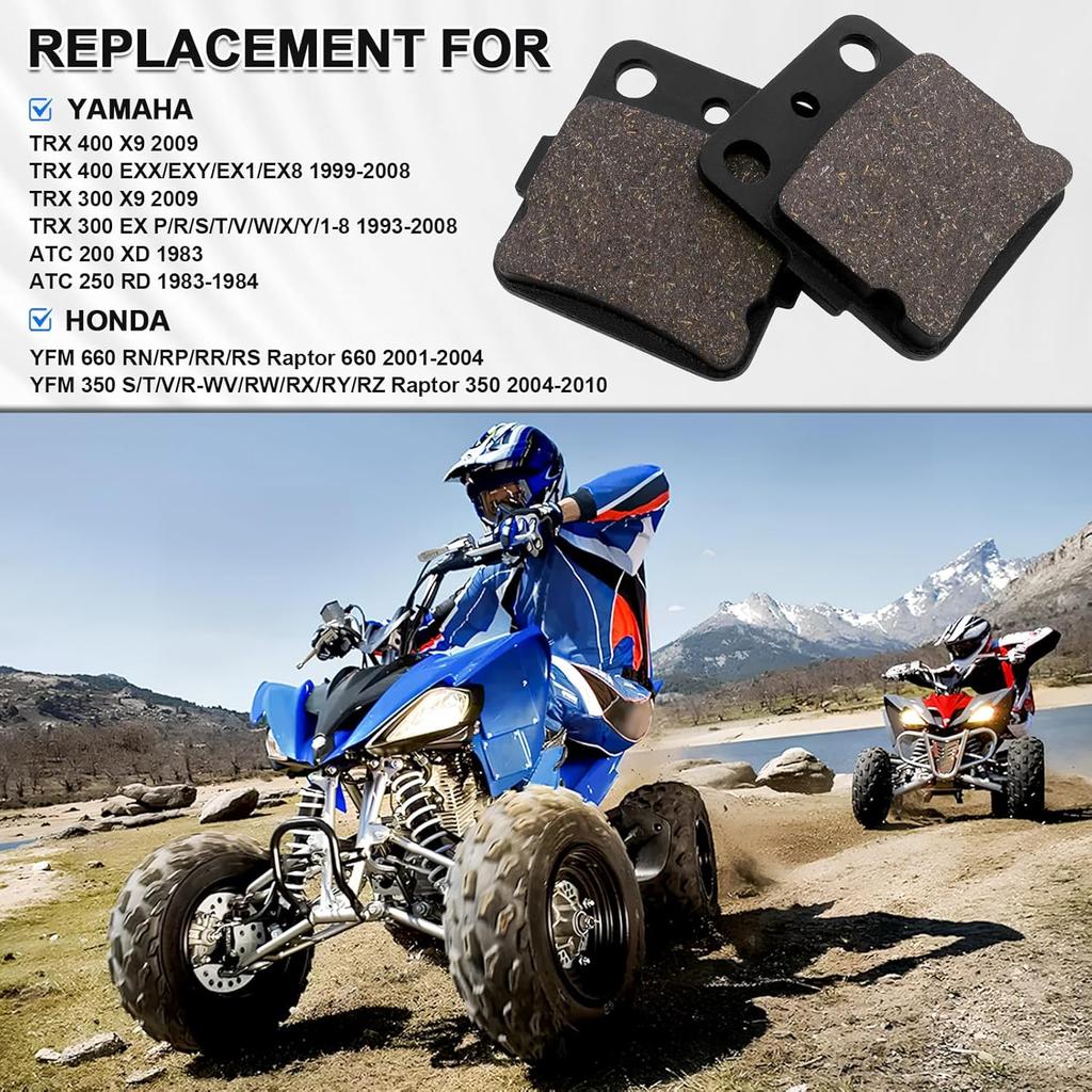 Yerbay Front and Rear Brake Pads for Yamaha Raptor 660 YFM660 2001-2004 Raptor 350 YFM350 2004-2010 for Honda TRX300 1993-2009 TRX 400 1999-2009 ATC