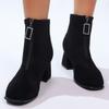Зимние замшевые ботильоны с круглым носком, сексуальные/удобные, повседневные, для верховой езды, для женщин, модные новые ботильоны на квадратном высоком каблуке на молнии, большие рабочие ботинки