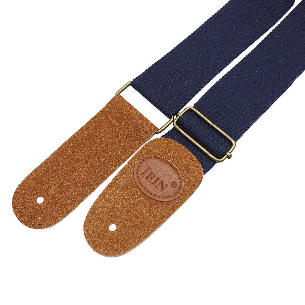 Регулируемый ремень IRIN из хлопкового гитарного ремня с кожаными концами для электрических акустических фолк-гитар