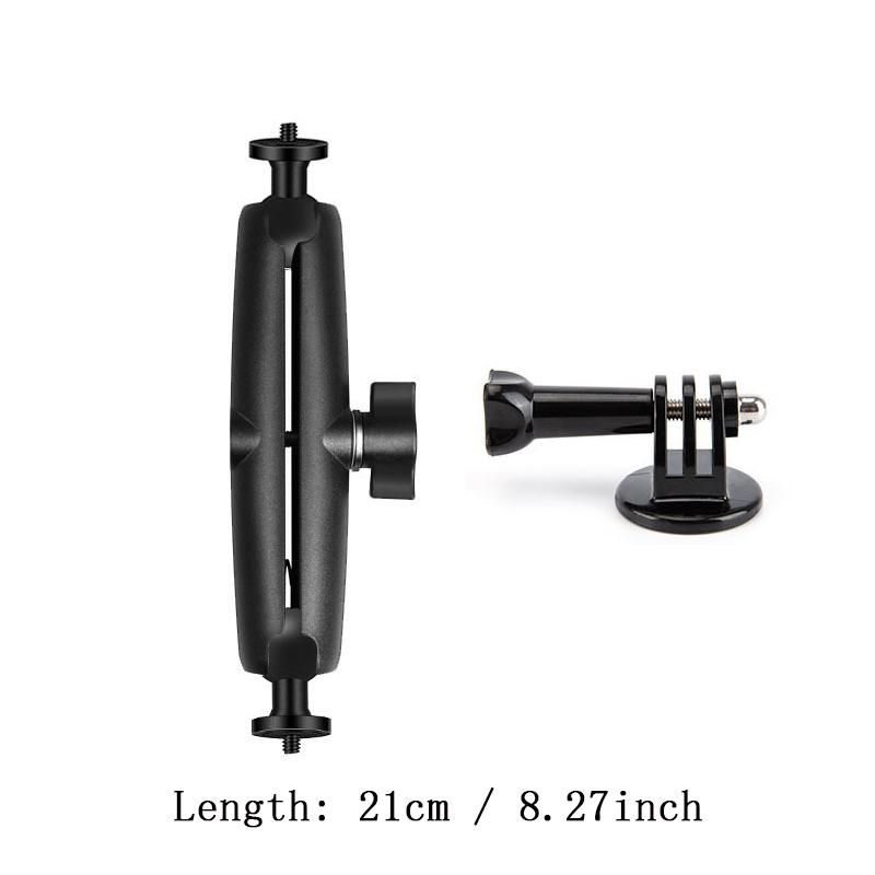 Aluminum Double Socket Arm for 1 Inch Ball Head Holder Mount Clamp for Bicycle Motorcycle Camera Extension For GoPro Insta360