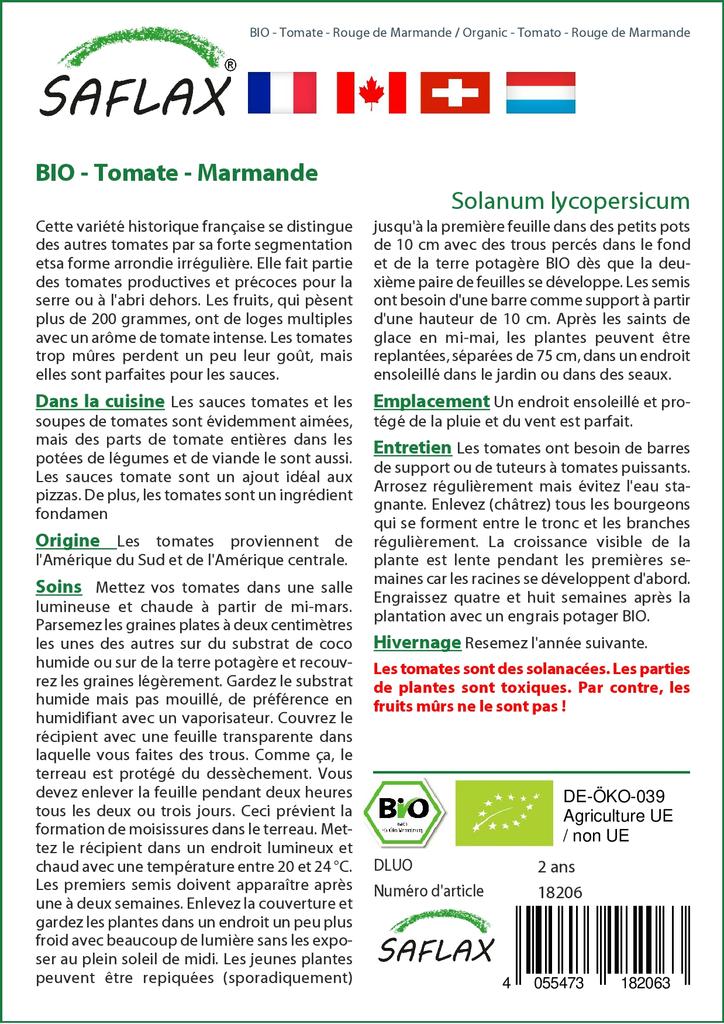 SAFLAX Garden in the Bag - Органический - Помидор - Rouge de Marmande - 10 семян - С субстратом в подходящем пакете - Solanum lycopersicum