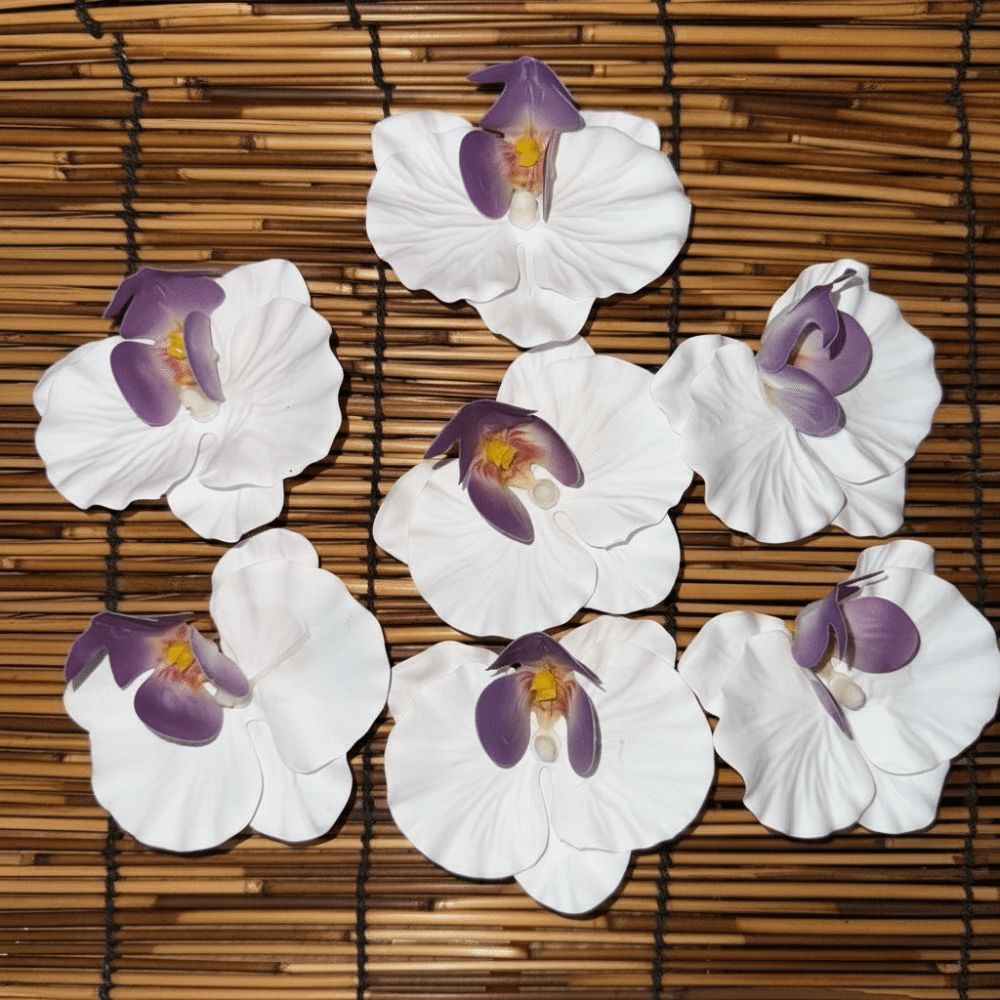 6pcs Silk Simulation Butterfly Orchid DIY Crafts Fake Flower Head Wedding Ornamental