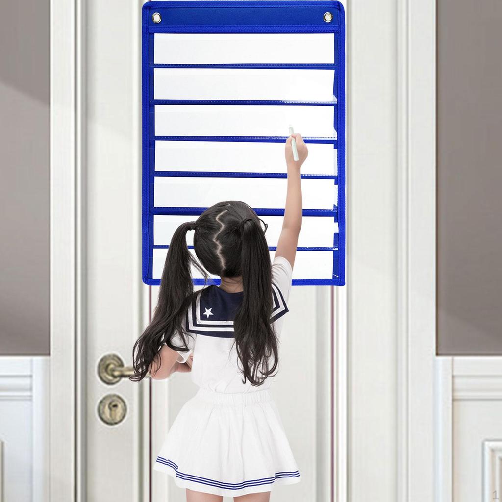 Classroom Pocket Chart 7 Rows Learning Tool Accessory for Home Letter Cards School