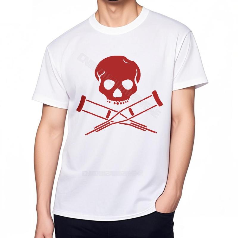 Tee shirt Adult Trendy Tshirt Black Comfort Tshirt Red Skull Crossbones On Black Cool Fashion Big Size Tee Shirt