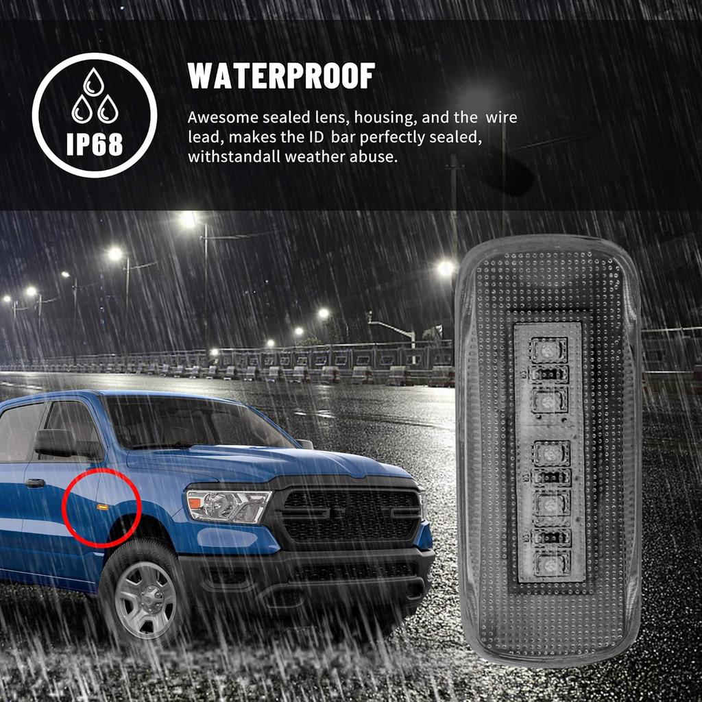 BASIKER 5 светодиодов Боковые габаритные огни для 2010-2018 Dodge Ram 2500 HD 3500 4500 5500 Тяжелые Двухосные Грузовики Заднее Колесо Крыло Кузова (2x Янтарный 2x Красный