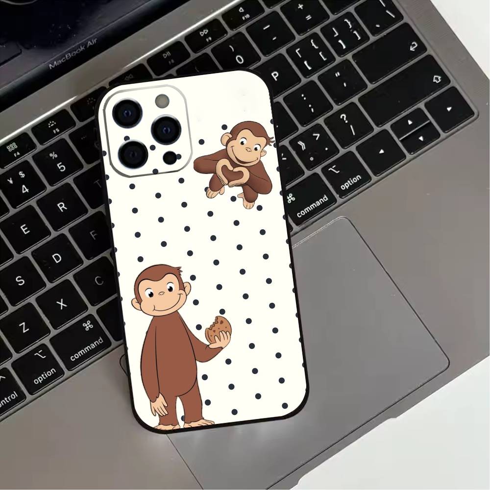 Чехол для телефона Mokey C-Curious G-Georges для iPhone 17,16,15,14,13,12,11 Plus,Pro Max,XS, Черный мягкий силиконовый чехол