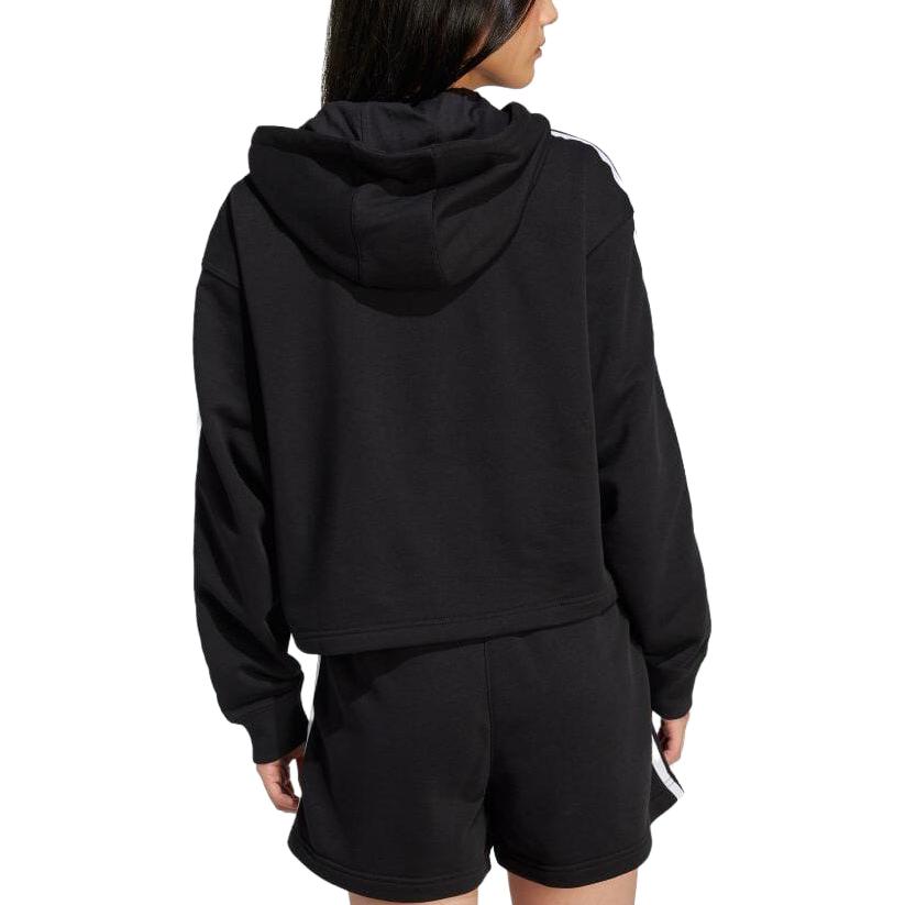 Adidas Originals Adicolor Series Hooded Striped Fitted Cropped Long Sleeve Sweatshirt Women Sweatshirt Black IU2424