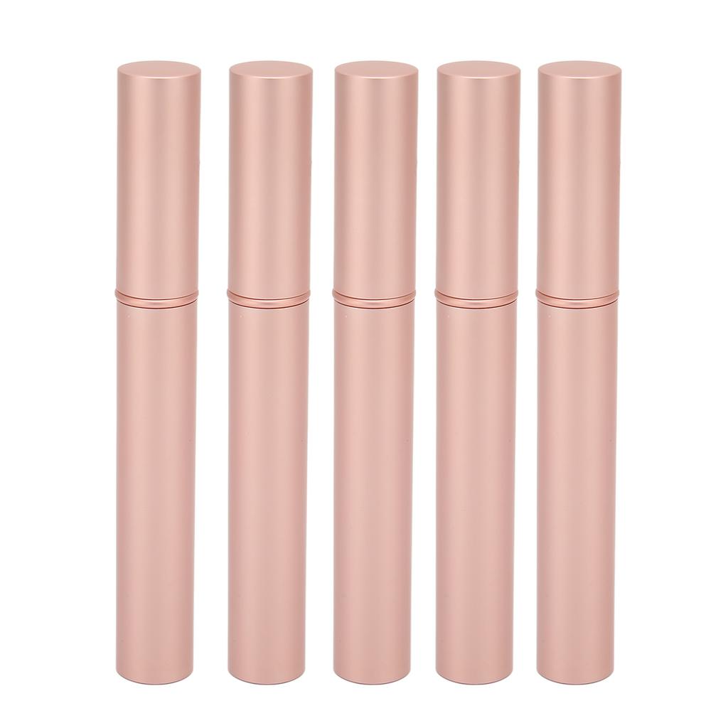 5PCS Empty Mascara Tube Rose Gold Metal Shell Soft Brush Portable Eyelash Container for Make Up