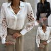 2022 Spring/Summer Women's Lace Patchwork Solid Color Blouse