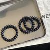 Black Minimalist Telephone Cord Rubber Band Hair Tie - Thick Ponytail Scrunchie for Girls