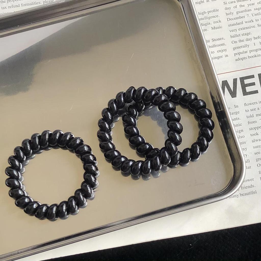 Черная Минималистичная Резинка для Волос из Телефонного Шнура - Толстая Резинка-Скранчи для Хвоста для Девочек