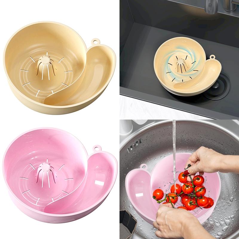Новая корзина для слива фруктов в форме улитки, многоразовая кухонная миска для мытья овощей, многофункциональные инструменты для автоматической ротации и очистки