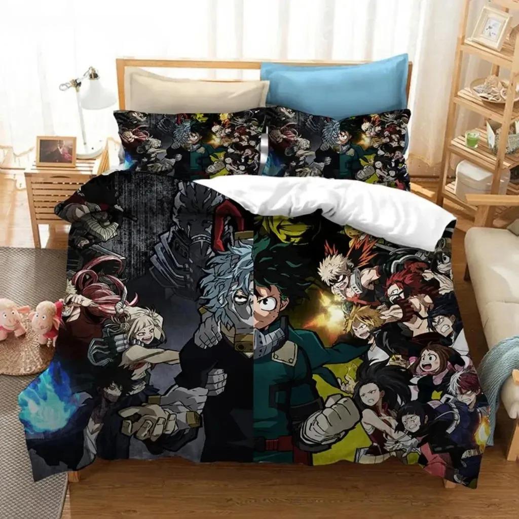 Anime My Hero Academia Bedding Set Boys Girls Twin Queen Size Duvet Cover Pillowcase Bed Boys Adult Fashion Home Textileextile