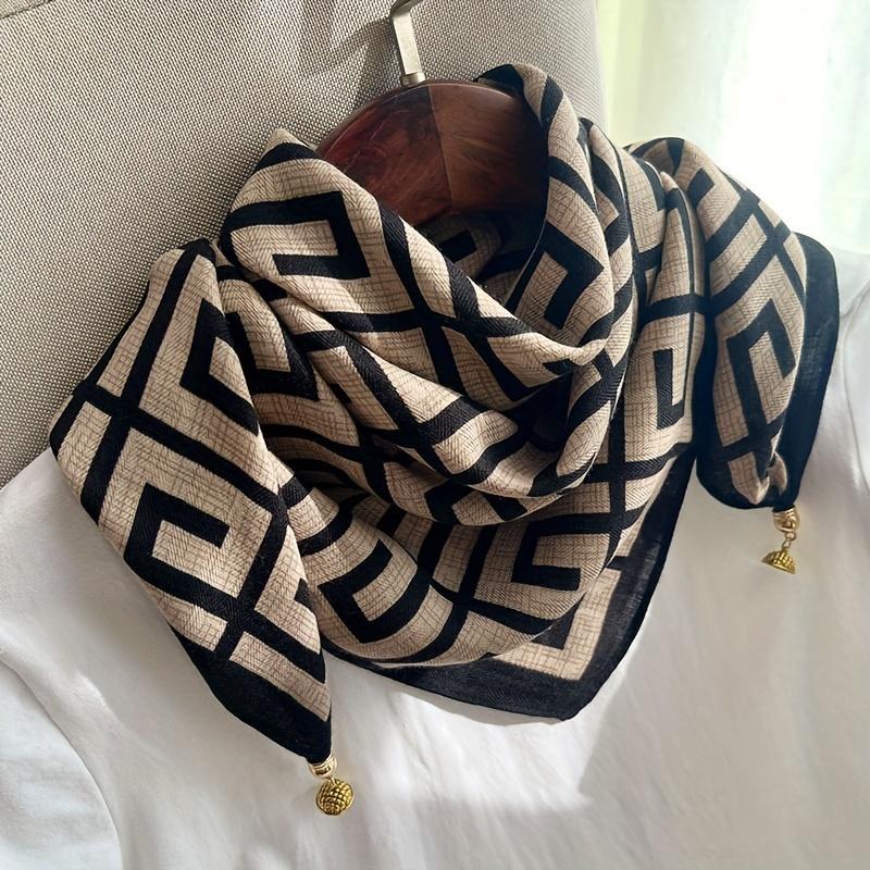 Unisex Cotton Linen Square Scarf - Soft, Breathable, Windproof, and Decorative Jacquard Woven Fashion