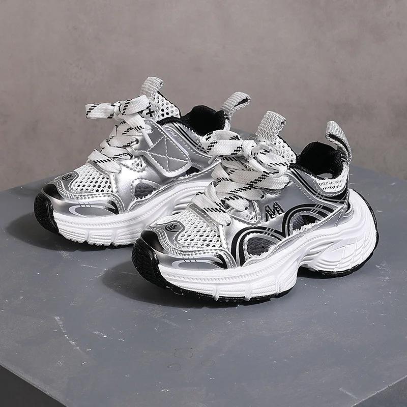 Модная детская сетчатая дышащая спортивная обувь для бега Весна Осень Новая детская обувь с мягкой подошвой Повседневная обувь Школьная обувь для ходьбы для мальчиков и девочек