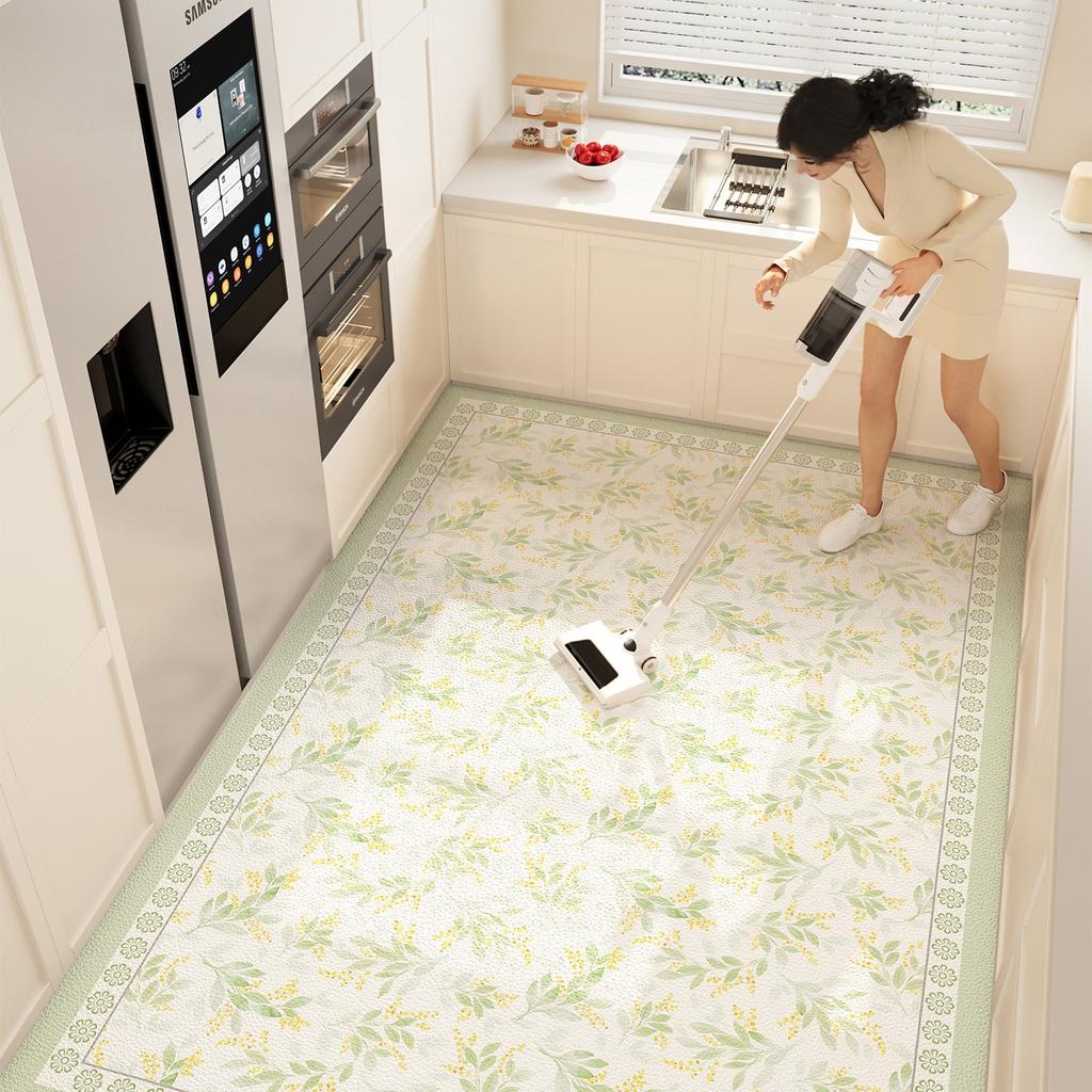 Современный простой кухонный коврик для пола ПВХ кожа водонепроницаемый маслостойкий ковер большой цветочный противообрастающий коврик для балкона Tapete De Cozinha