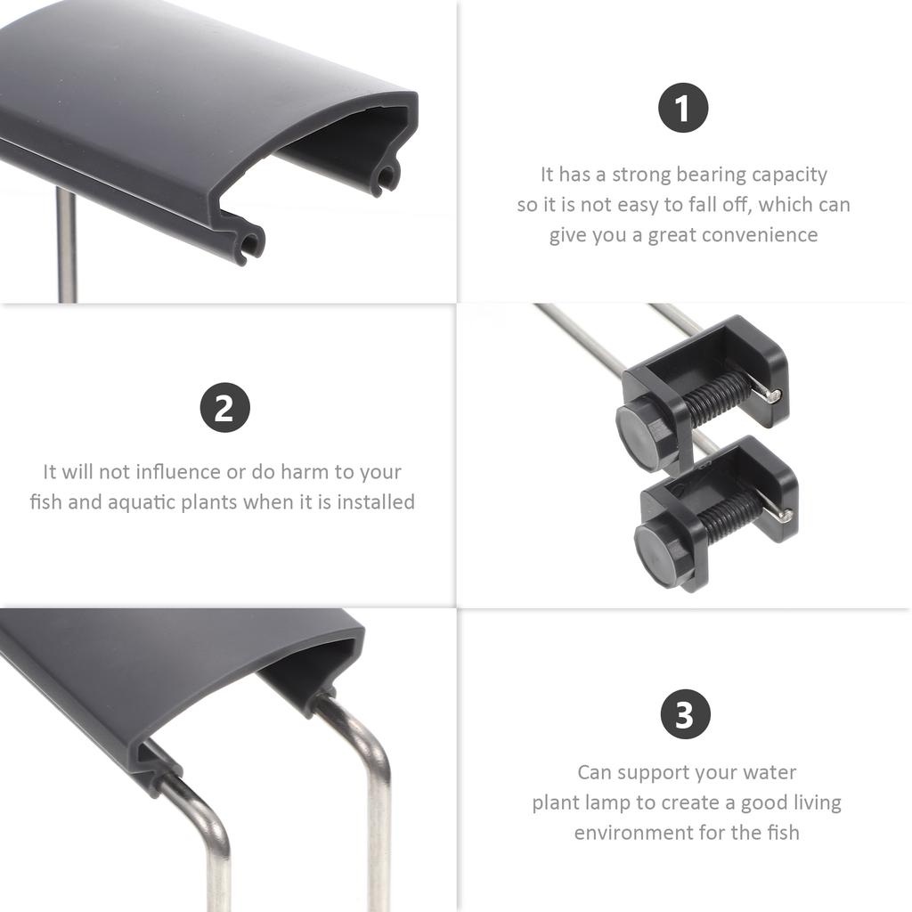 2 Pcs Aquarium Fish Tank Light Bracket Bulb Bulbs Black LED Stand Plastic Clamp Accessories