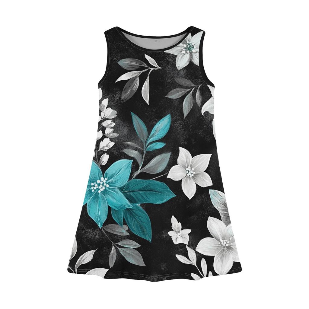 Летнее платье для девочек без рукавов с принтом в цвете, повседневное платье