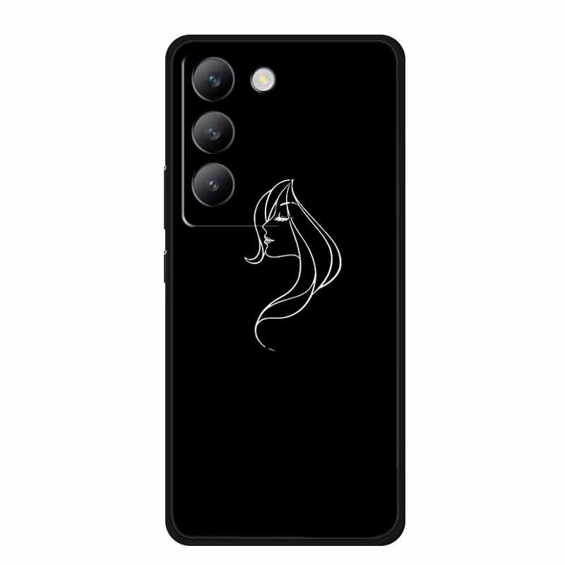 Vivo V40 SE Черный Мягкий Чехол из ТПУ для Телефона - Простой Дизайн с Линиями
