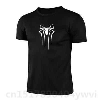 Футболка для бега с коротким рукавом Spider Men, спортивный топ для зала, быстросохнущая, дышащая, черная, фитнес-спортивная одежда, одежда для бодибилдинга