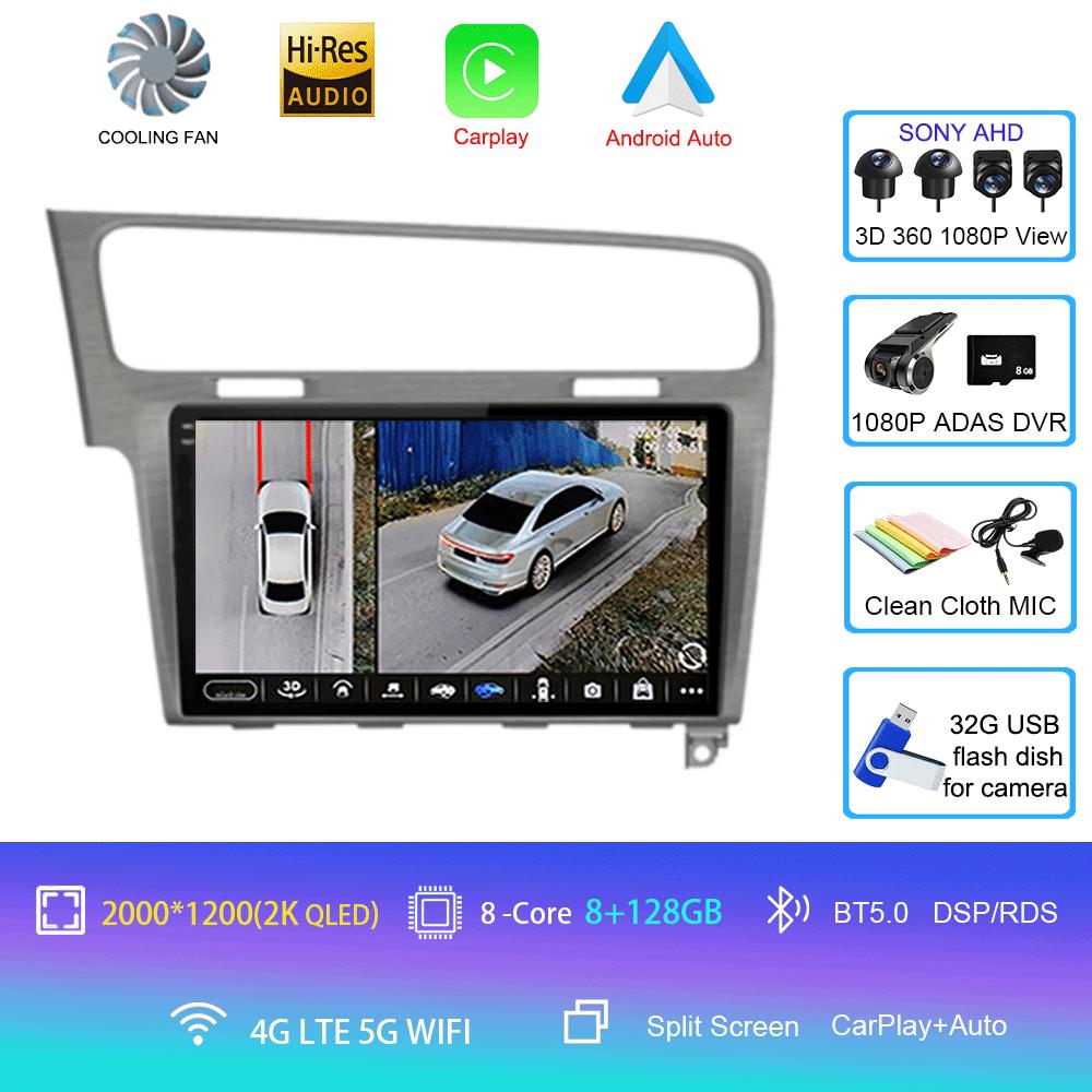 Автомобильное радио Android 14 для Volkswagen VW Golf 7 MK7 GTI 2013-2020 Carplay HD Мультимедиа Авто Qualcomm GPS Стерео Видео Плеер 2din