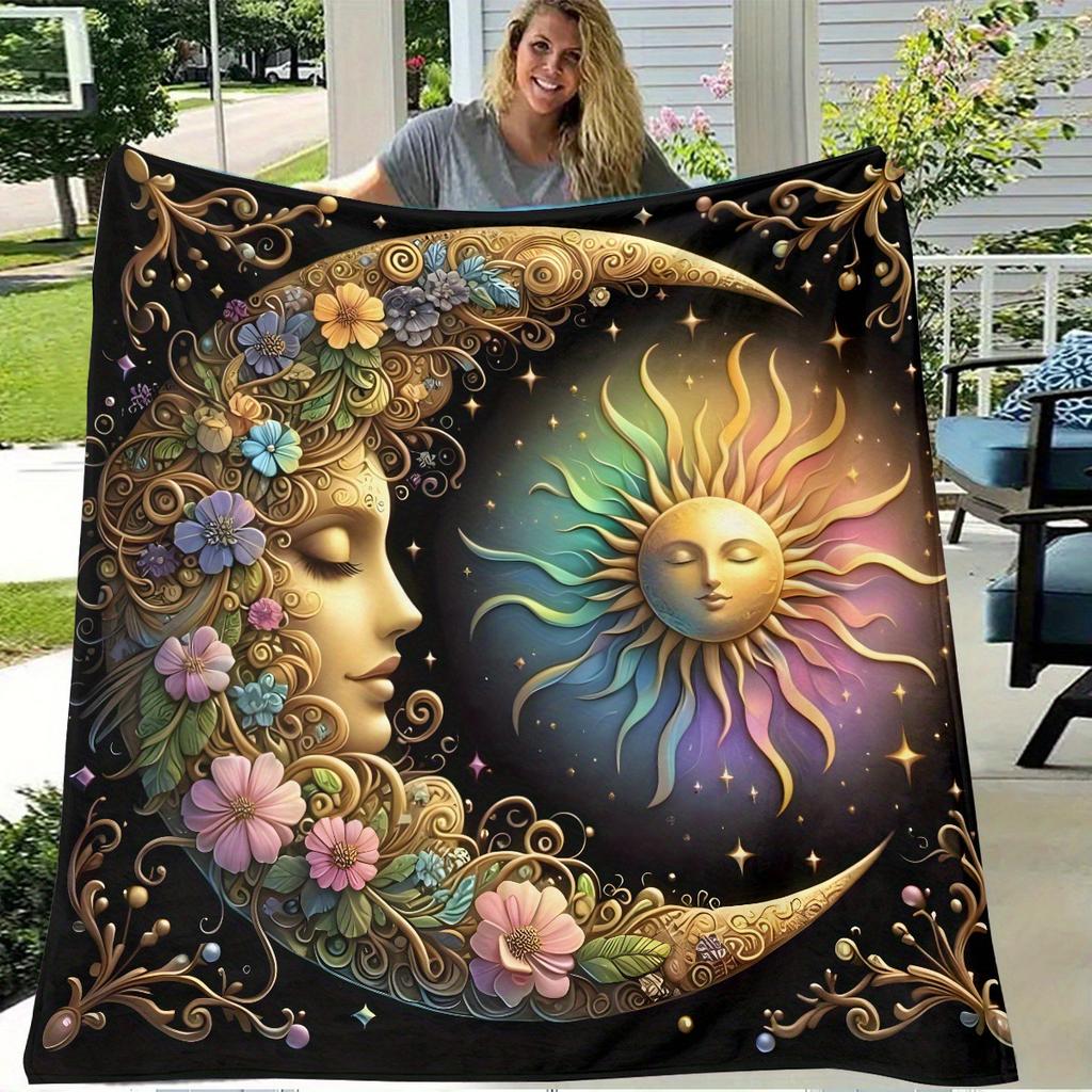 Dream Sun Moon Blanket Bohemian Home Bedroom Decor Blanket Flannel Blanket
