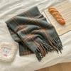Универсальный искусственный кашемировый мягкий и липкий клетчатый шарф с кисточками для женщин, зимний роскошный новый модный утолщенный теплый платок