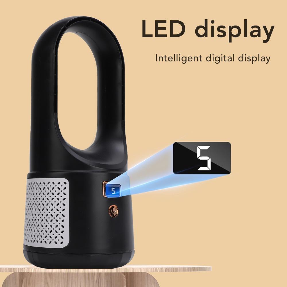 LED Display Bladeless Cooling Fan 6 Speeds Quiet Desk Fan Efficient USB Desk Fan Bedroom Cooling