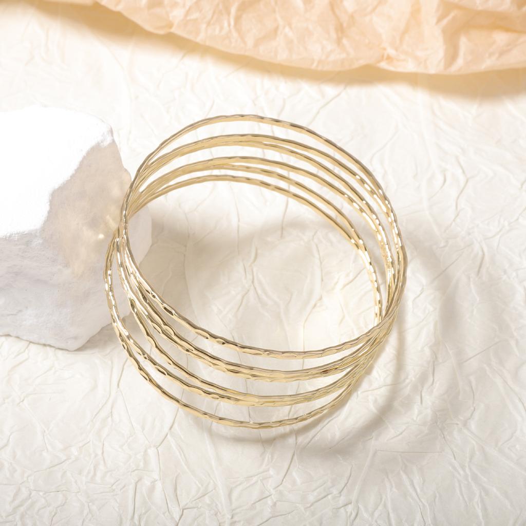 Simple fashion metal texture texture multi-layer geometric cross round women's bracelet advanced design sense