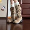 2024 New Spring and Autumn Fashion Women's Boots Hot Selling Solid Color Round Toe High Heels Women's Fashion High Boots