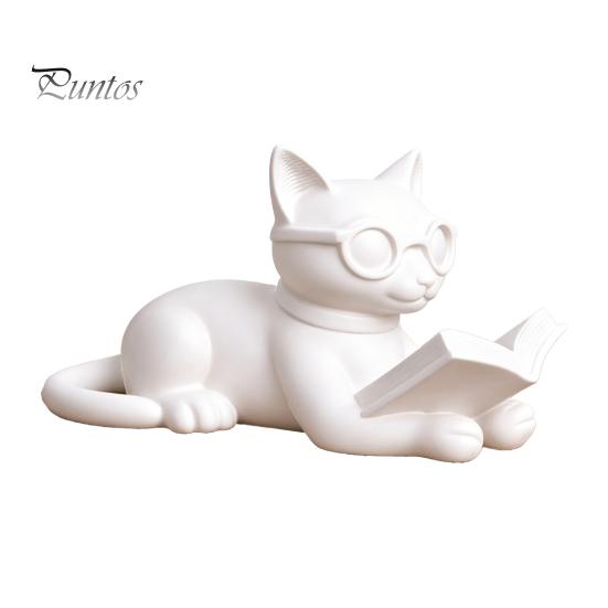 Настольные украшения для офиса 3D-печатная фигурка читающего кота, декоративная статуэтка с очками, скульптура, креативное животное-украшение для дома, книжной полки