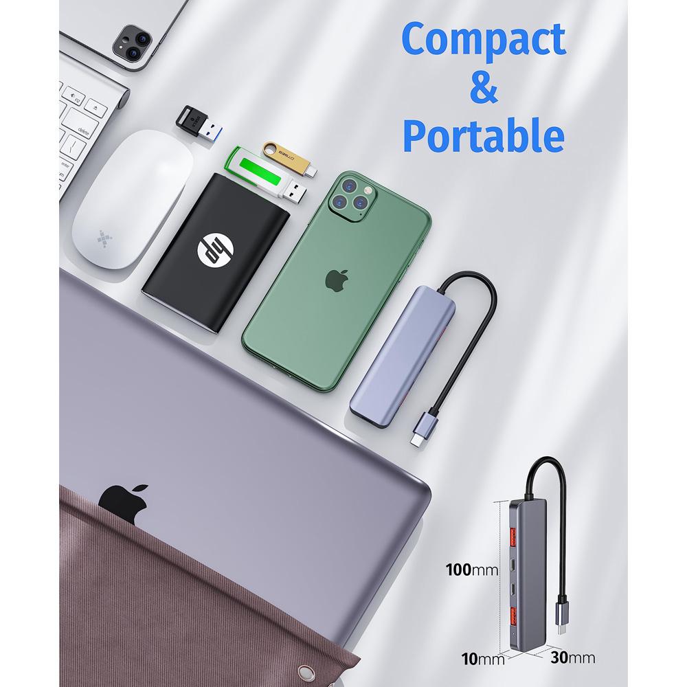 Getatek USB C Hub 10 Гбит/с USB C Splitter 100 Вт Мощность зарядки USB 3.2 Hub для ноутбука MacBook Air/Pro iPhone 15/15 Pro/15 Pro Max